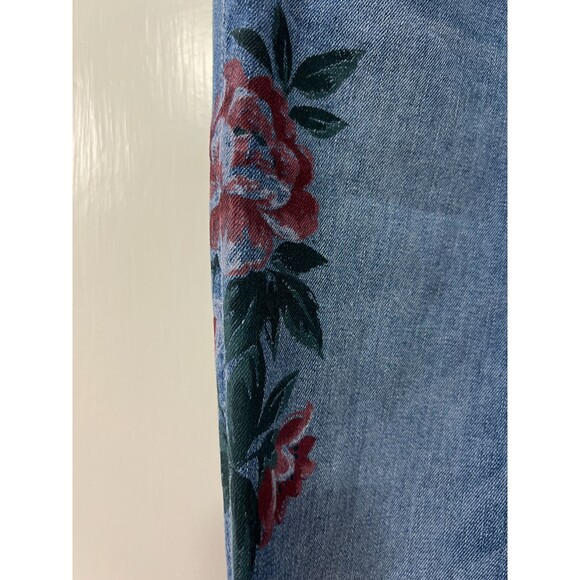 Loft Women's Curvy Skinny Jeans Boho Painted Floral Distressed Size 27 / 4 - Picture 3 of 10